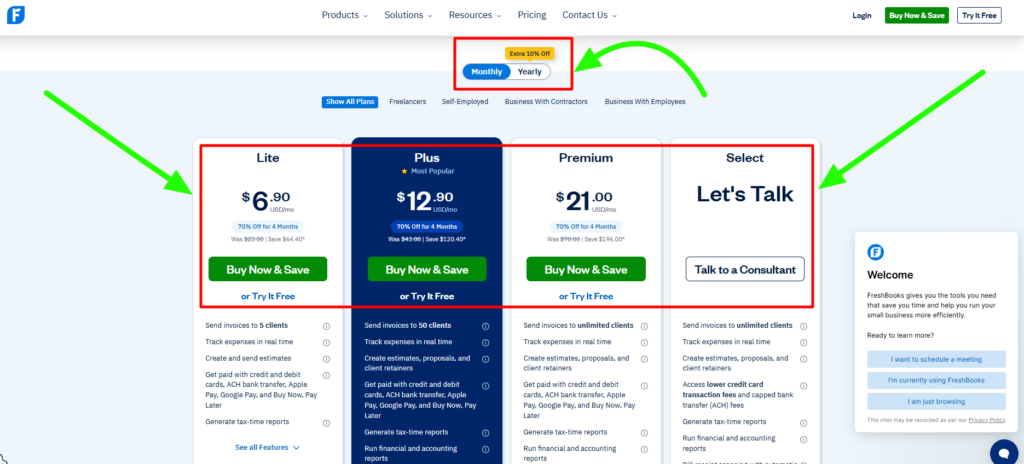 freshbooks-pricing-plans