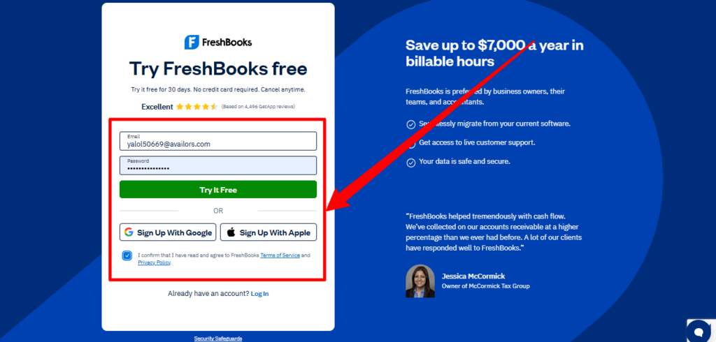 freshbooks-sign-up-page